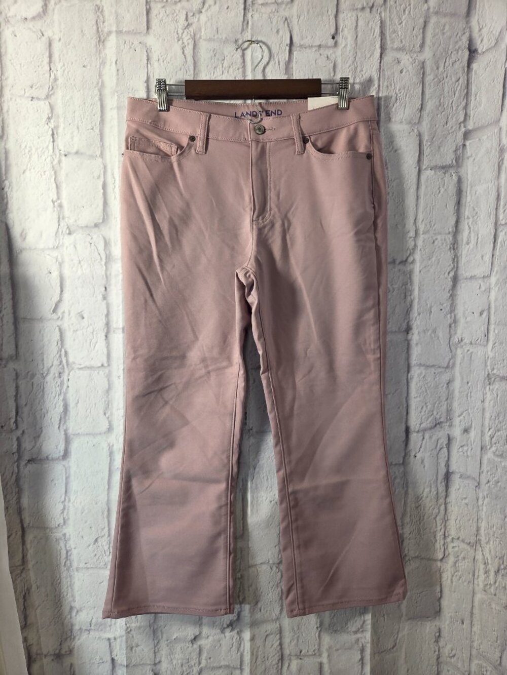 Lands' End Size 10 Mauve Mid Rise Kick Crop Jeans Spring Summer Casual Preppy